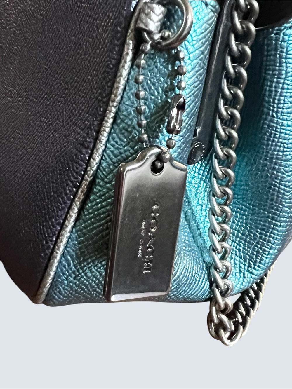 Rare Coach Metallic Colorblock Pearl Kisslock Chain Bag (Style F80194) - Picture 5 of 15